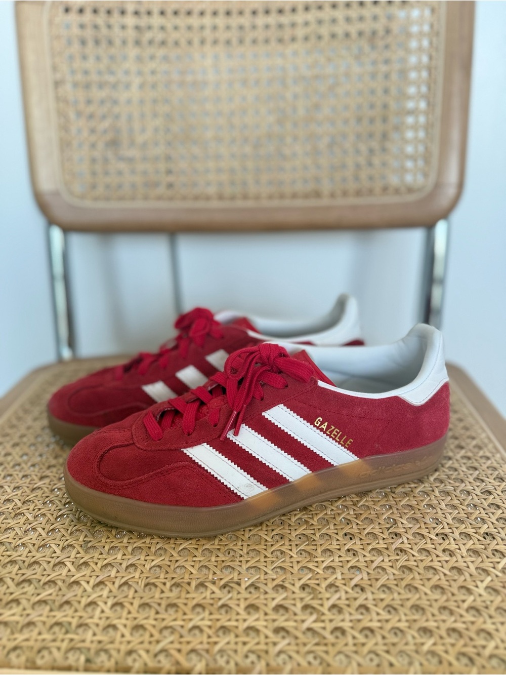 adidas red Gazelle color blocks